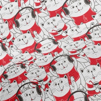 White Cat Illustration Performance Linen