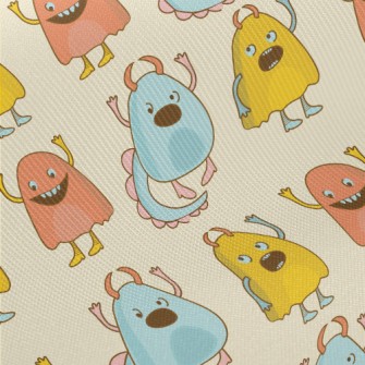 Colorful Cute Little Monsters Twill