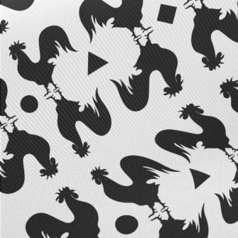 Black And White Rooster Silhou Twill