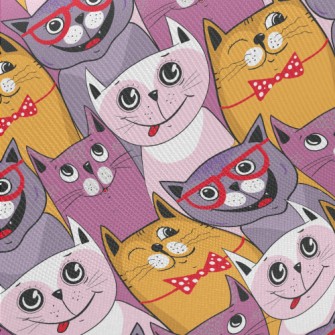 Colorful Cat Doodle Twill