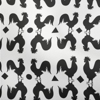 Black And White Rooster Silhou Dobby