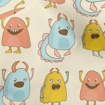 Colorful Cute Little Monsters Micro Fleece