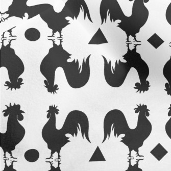 Black And White Rooster Silhou Micro Fleece