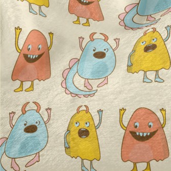 Colorful Cute Little Monsters Minky