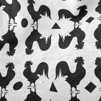 Black And White Rooster Silhou Minky