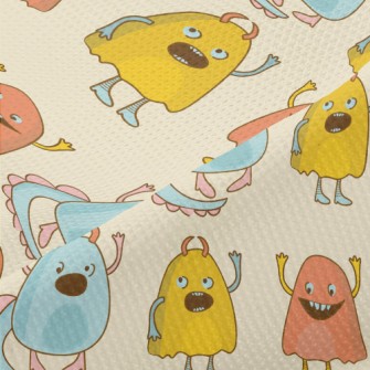 Colorful Cute Little Monsters Piqué