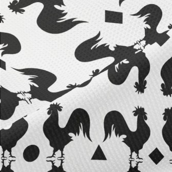 Black And White Rooster Silhou Piqué