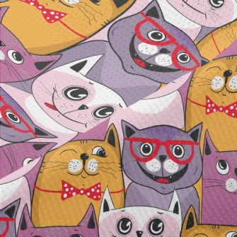 Colorful Cat Doodle Piqué