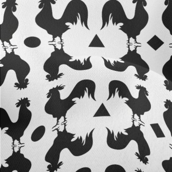 Black And White Rooster Silhou Lightweight Performance Linen