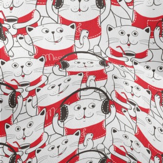 White Cat Illustration Lightweight Performance Linen
