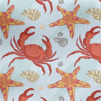 Crab And Starfish Jersey Backed Fleece