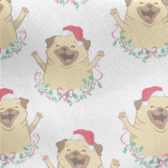 Merry Christmas Puppy Jersey Backed Fleece