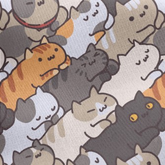 Cartoon Cat Stacking Jersey Backed Fleece
