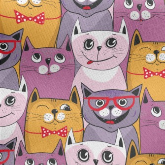 Colorful Cat Doodle Jersey Backed Fleece