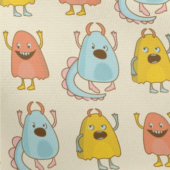 Colorful Cute Little Monsters Pongee