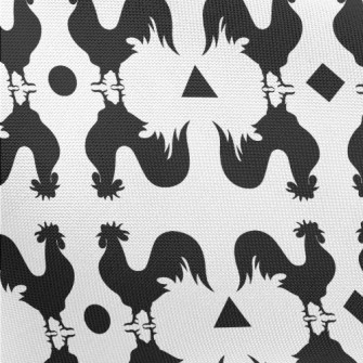 Black And White Rooster Silhou Pongee