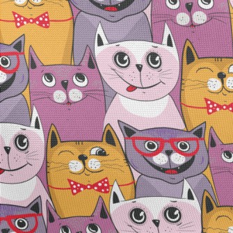 Colorful Cat Doodle Pongee