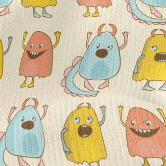 Colorful Cute Little Monsters Stretch Jersey