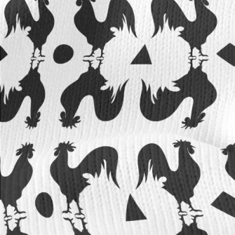 Black And White Rooster Silhou Stretch Jersey