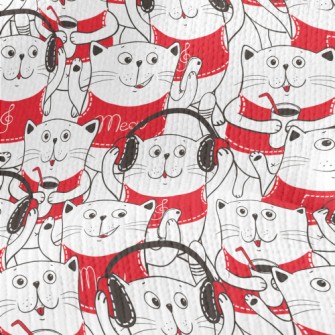 White Cat Illustration Stretch Jersey