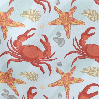 Crab And Starfish Lightweight Cotton Poplin