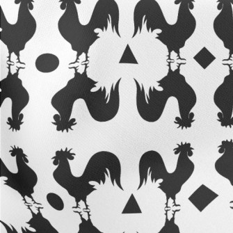 Black And White Rooster Silhou Lightweight Cotton Poplin