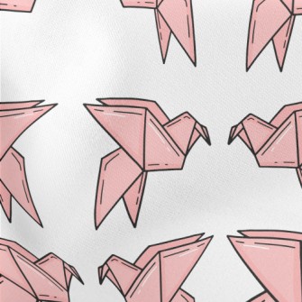 Pink Paper Cranes Lightweight Cotton Poplin
