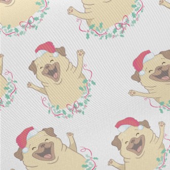 Merry Christmas Puppy Midweight Cotton Poplin