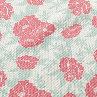 Red Flowers And Clover Birdseye Piqué