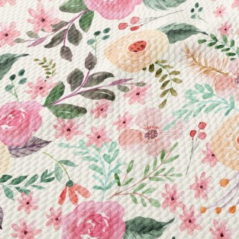 Watercolor Cute Flowers Birdseye Piqué