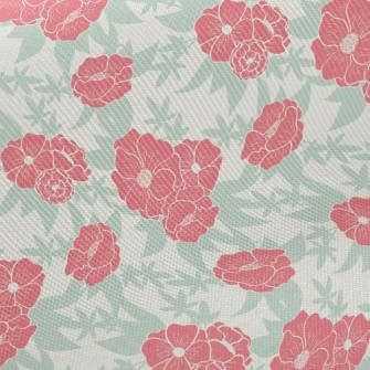 Red Flowers And Clover Twill