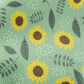 Green Sunflowers Standard Corduroy