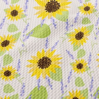 Sunflowers And Lavender Birdseye Piqué