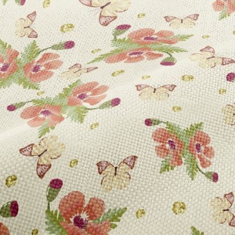 Beautiful Flowers And Butterfl Performance Linen