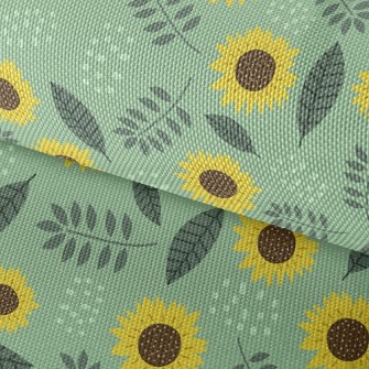 Green Sunflowers Waterproof Oxford