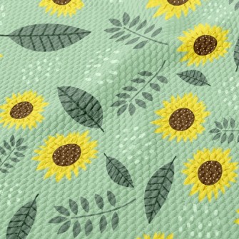 Green Sunflowers Birdseye Piqué