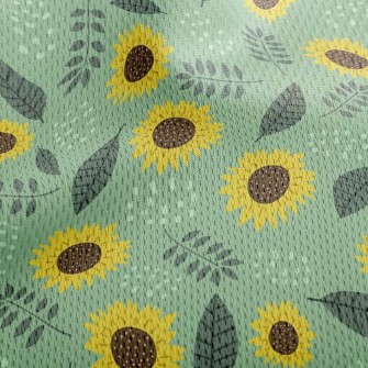 Green Sunflowers Athletic Mesh Flat Back
