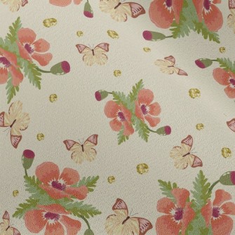 Beautiful Flowers And Butterfl Chiffon