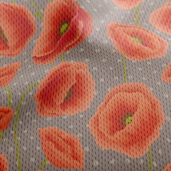 Red Poppy Flower Athletic Mesh Flat Back