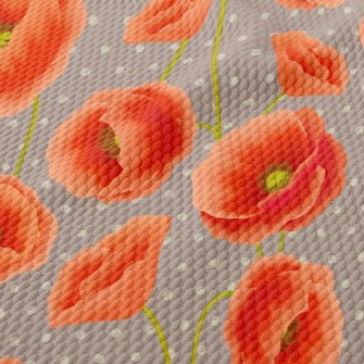 Red Poppy Flower Birdseye Piqué