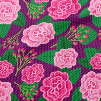 Red Flowers And Buds Birdseye Piqué