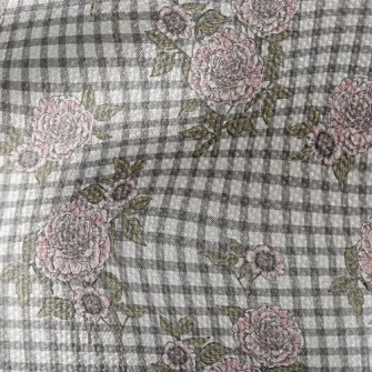 Plaid Peony Flower Waterproof Canvas