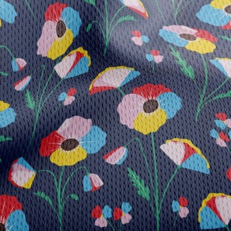 Colorful Flowers Athletic Mesh Flat Back