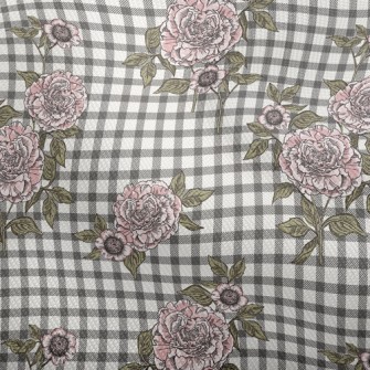 Plaid Peony Flower Dobby