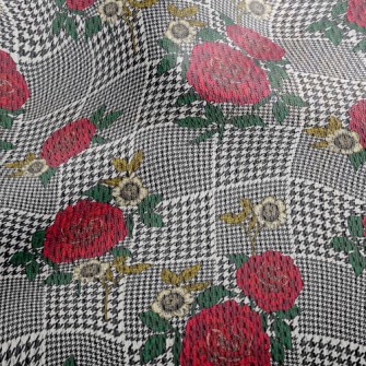 Houndstooth Rose Athletic Mesh Flat Back
