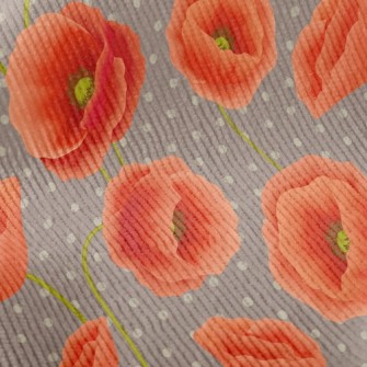 Red Poppy Flower Standard Corduroy