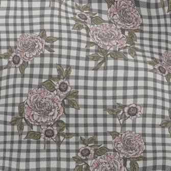 Plaid Peony Flower Chiffon