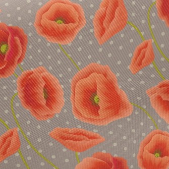 Red Poppy Flower Twill