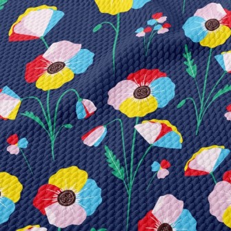 Colorful Flowers Birdseye Piqué