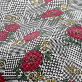 Houndstooth Rose Performance Linen